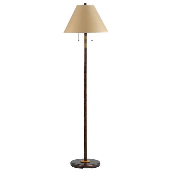 HomeRoots 59 in. Rust 2 Dimmable (Full Range) Standard Floor Lamp for Living Room with Paper Empire Shade