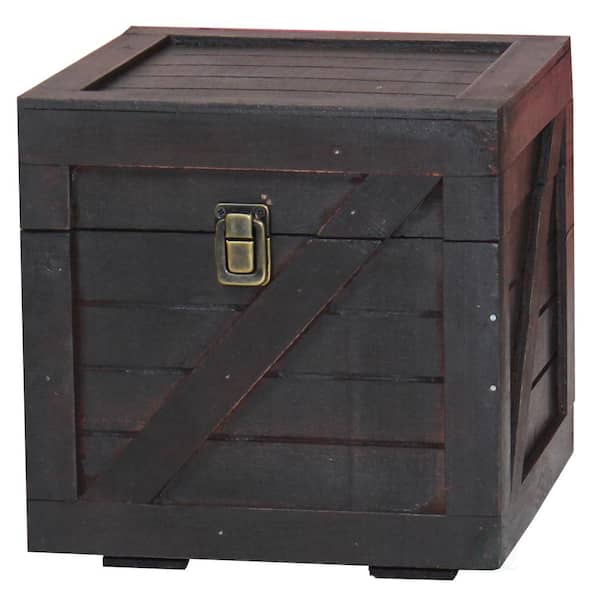 Vintiquewise Stackable Wooden Cargo Crate Style Storage Chest in Black