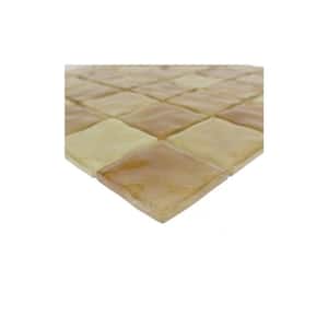 Coastal Design Brown Square Mosaic 12 in. x 12 in. Glossy Textured Glass Mosaic Wall Pool Tile (12 sq. ft./Case)