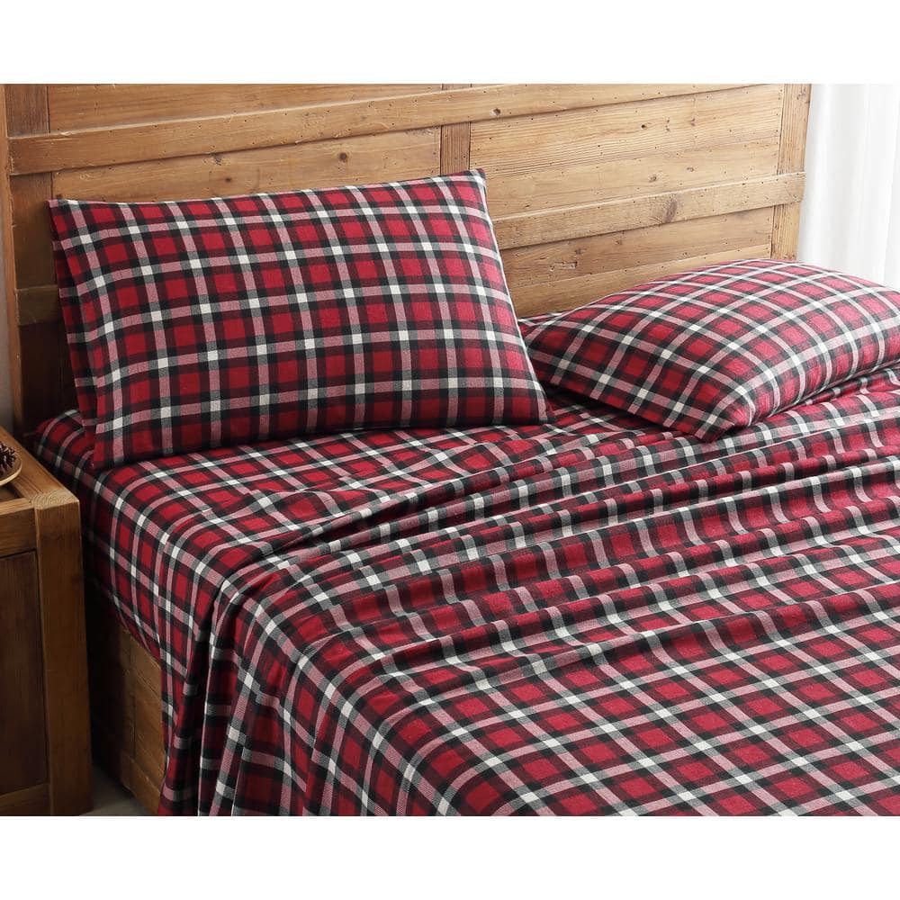 Morgan Home Geraldine Cotton Red Flannel Queen Sheet Set