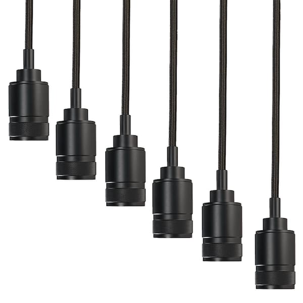 Feit Electric 60-Watt 1-Light Socket Black Industrial Style Pendant Light Fixture (No Bulb or Shade Included), 6-Pack