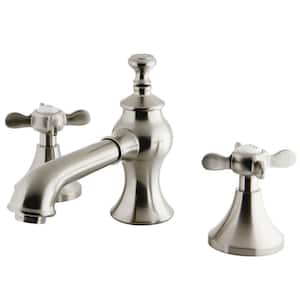 Essex 8 in. Widespread 2-Handle Bathroom Faucets with Brass Pop-Up in Brushed Nickel
