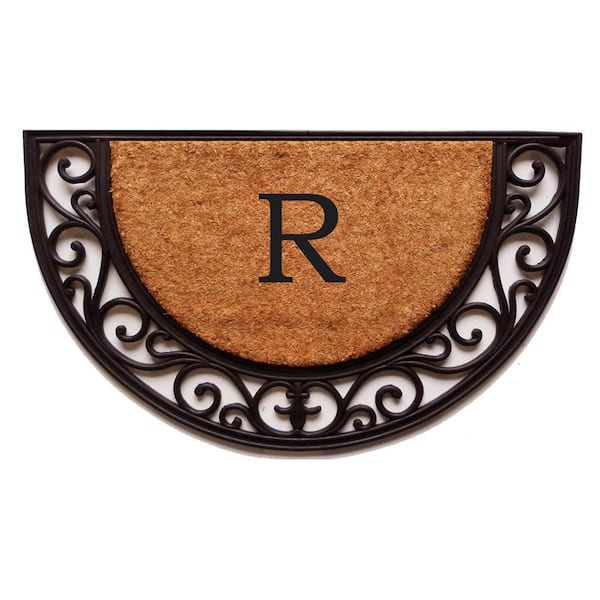 Plantation Arch Monogram Door Mat 18 in. x 30 in. (Letter R)