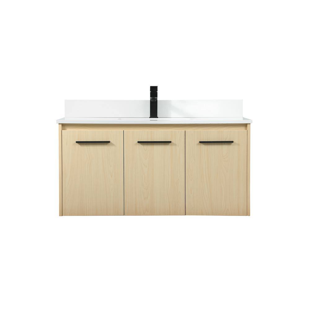 40 in. W Single Bath Vanity in Maple with Engineered Stone Vanity Top in Iv