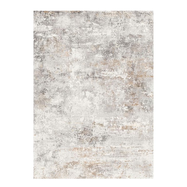 Frost Gray/Golden 4 ft. x 6 ft. Modern Abstract Area Rug