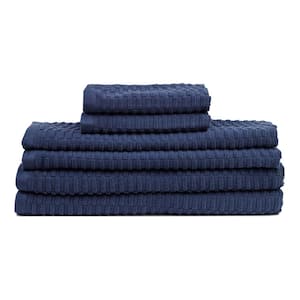 Lisbon 6-Piece Navy Solid 100% Cotton Bath Towel Set
