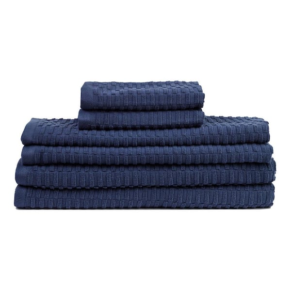 Lintex Lisbon 6-Piece Navy Solid 100% Cotton Bath Towel Set