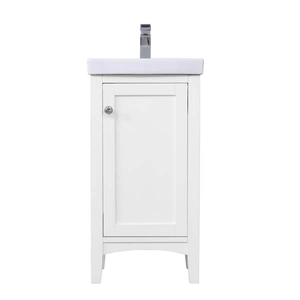 Unbranded Simply Living 17.5 in. W x 13.63 in. D x 34.25 in. H Bath Vanity in White with White Resin Top