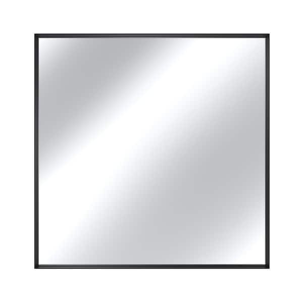 36 in. W x 36 in. H Square Framed Wall-Mounted Bathroom Vanity Mirror in Matte Black
