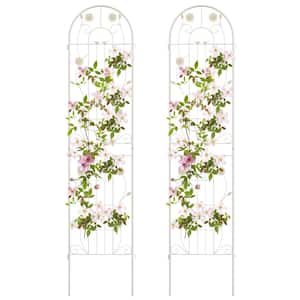 2 Pack 86.5 in. x 20 in. Metal Garden Trellis for Climbing Plants in White