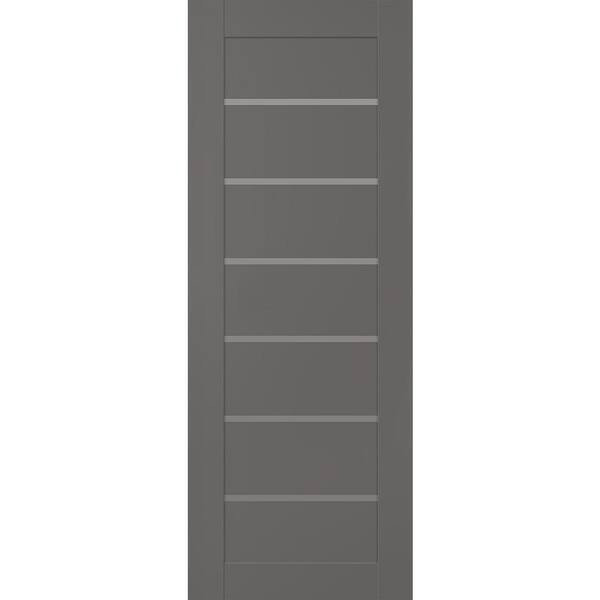 Belldinni Alba 32 in. W. x 96 in. No Bore 7-Lite Frosted Glass Gray Matte Solid Composite Core Wood Interior Door Slab