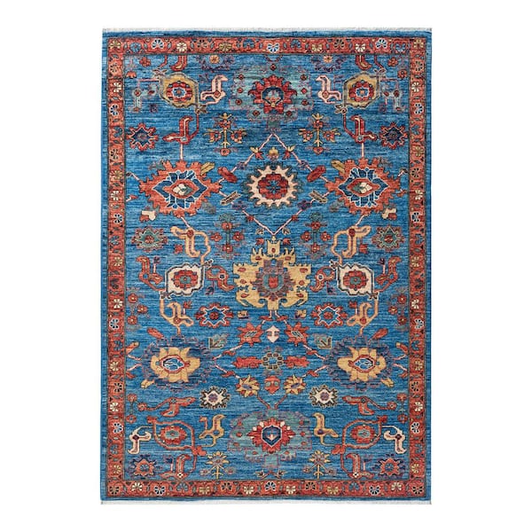 Chloe & Olivia Home Serapi Light Blue 4 ft. x 6 ft. Tribal Wool Indoor Area Rug