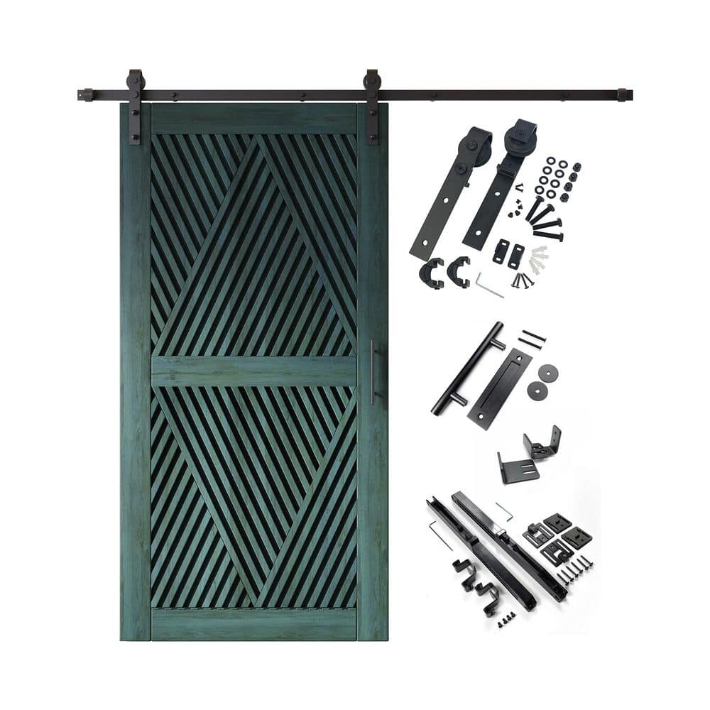 LT 36 in. x 80 in. C-Panel Royal Pine Diamond Design Solid Pine Wood Sliding Barn Door with Hardware Kit price history on PriceWatchPro