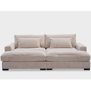Maryellen 90 in. Width 54 in. Depth Square Arm Polyester Rectangle Straight Sofa in Beige