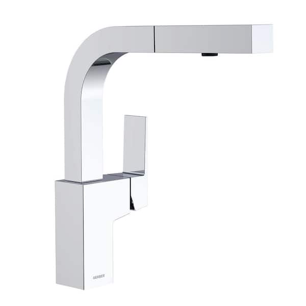 Mid-Town Chrome 11 in. Single Handle Pull Out Sprayer Kitchen Faucet with 360-Degree Swivel