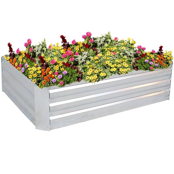 Sunnydaze 47 in. Galvanized Steel Rectangle Raised Garden Bed