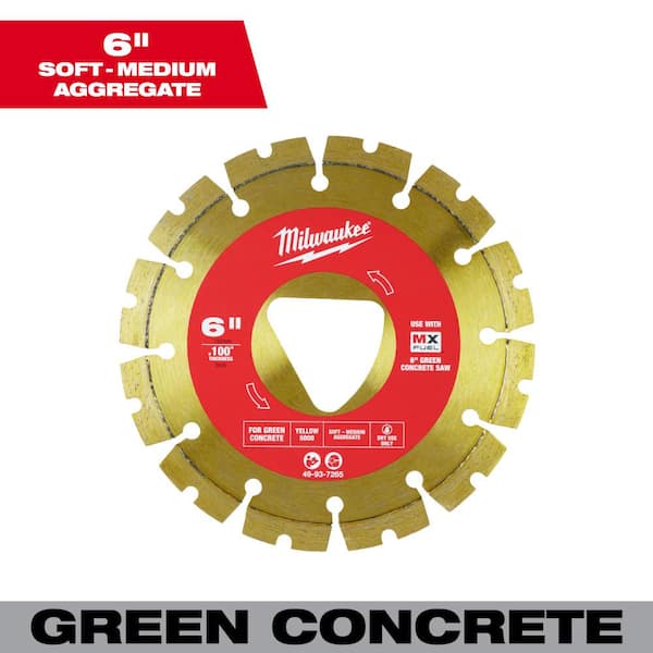 Milwaukee Yellow 6 in. x .100 in. Green Concrete Cutting Segmented Rim Diamond Blade (1-Pack)