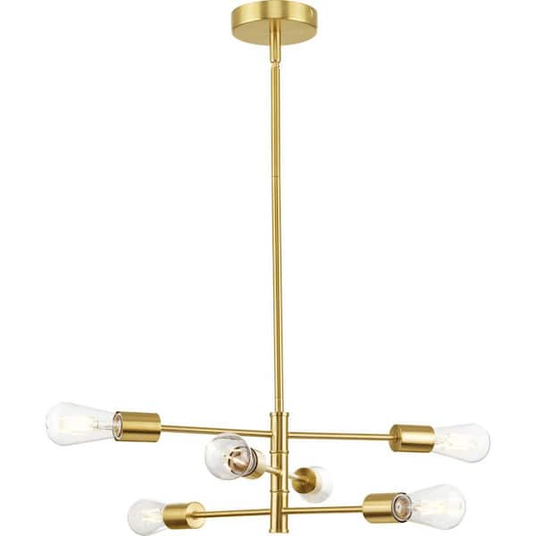 Progress Lighting Mariposa 6-Light Antique Gold Glam Geometric Large Hanging Pendant Light