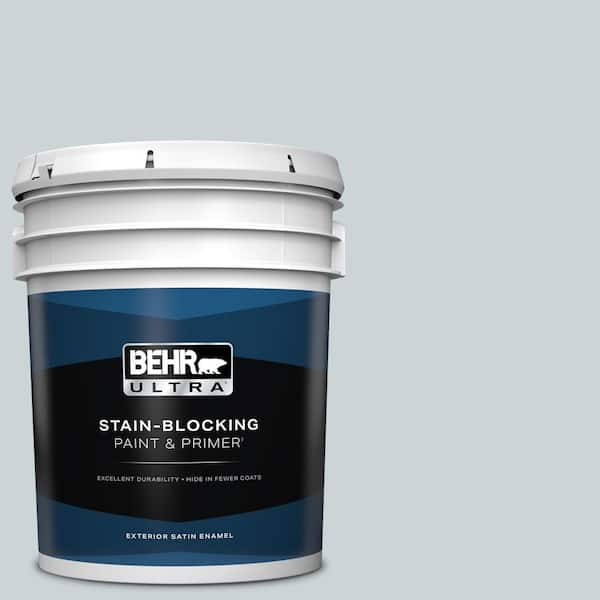 BEHR ULTRA 5 gal. #N470-1 Ash Blue Satin Enamel Exterior Paint & Primer