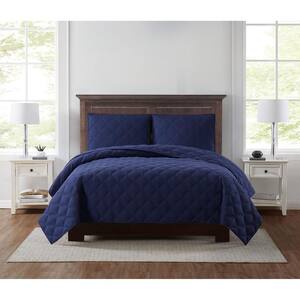 Everyday 3D Puff Quilted Navy Twin XL 2-Piece Quilt Set