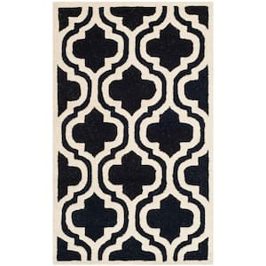 Cambridge Black/Ivory Doormat 3 ft. x 5 ft. Geometric Trellis Area Rug