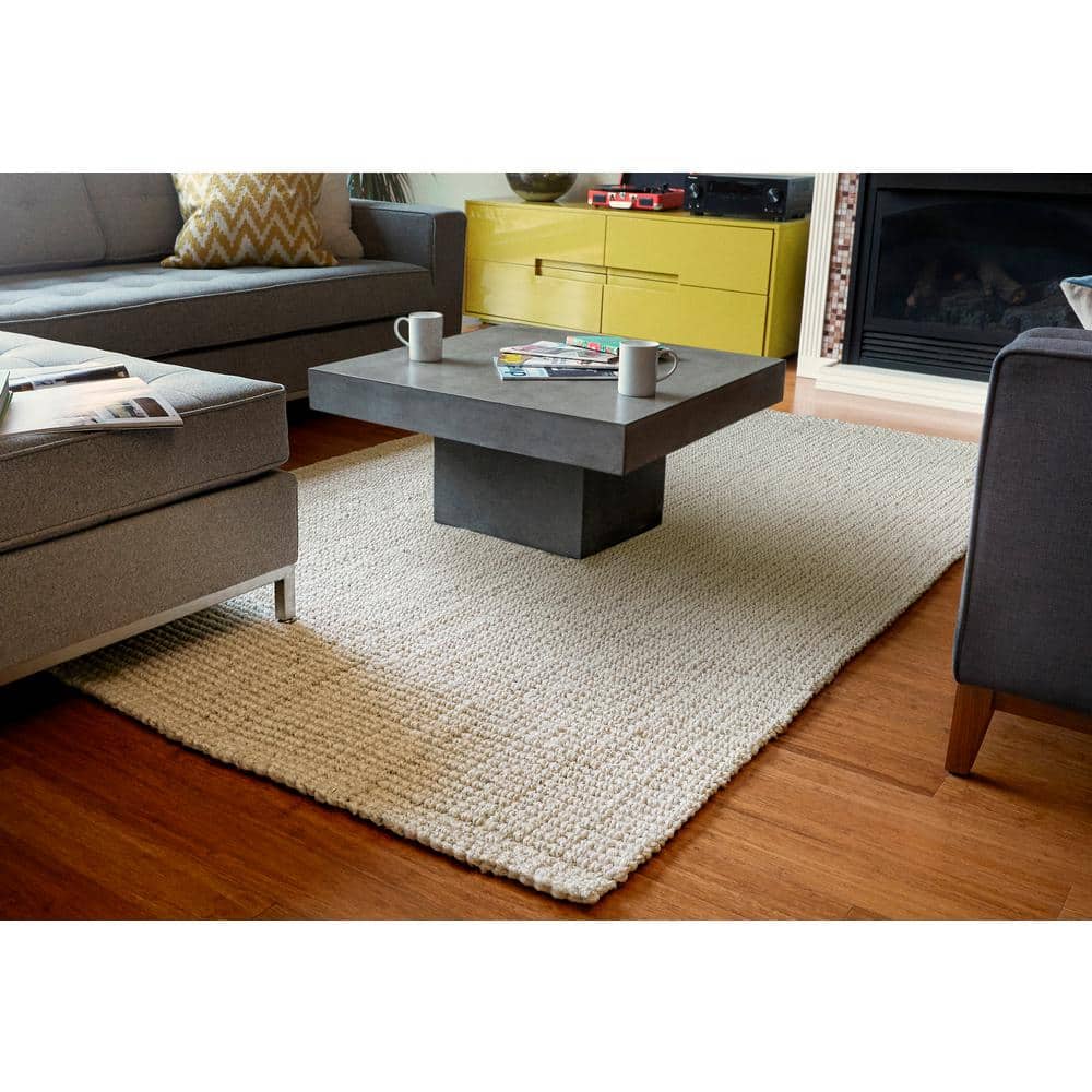Handmade Ivory Jute Plush Rectangular Area Rug, 3' x 5'