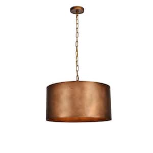 Timeless Home Maria 20 in. W x 11.75 in. H 3-Light Manual Brass Pendant