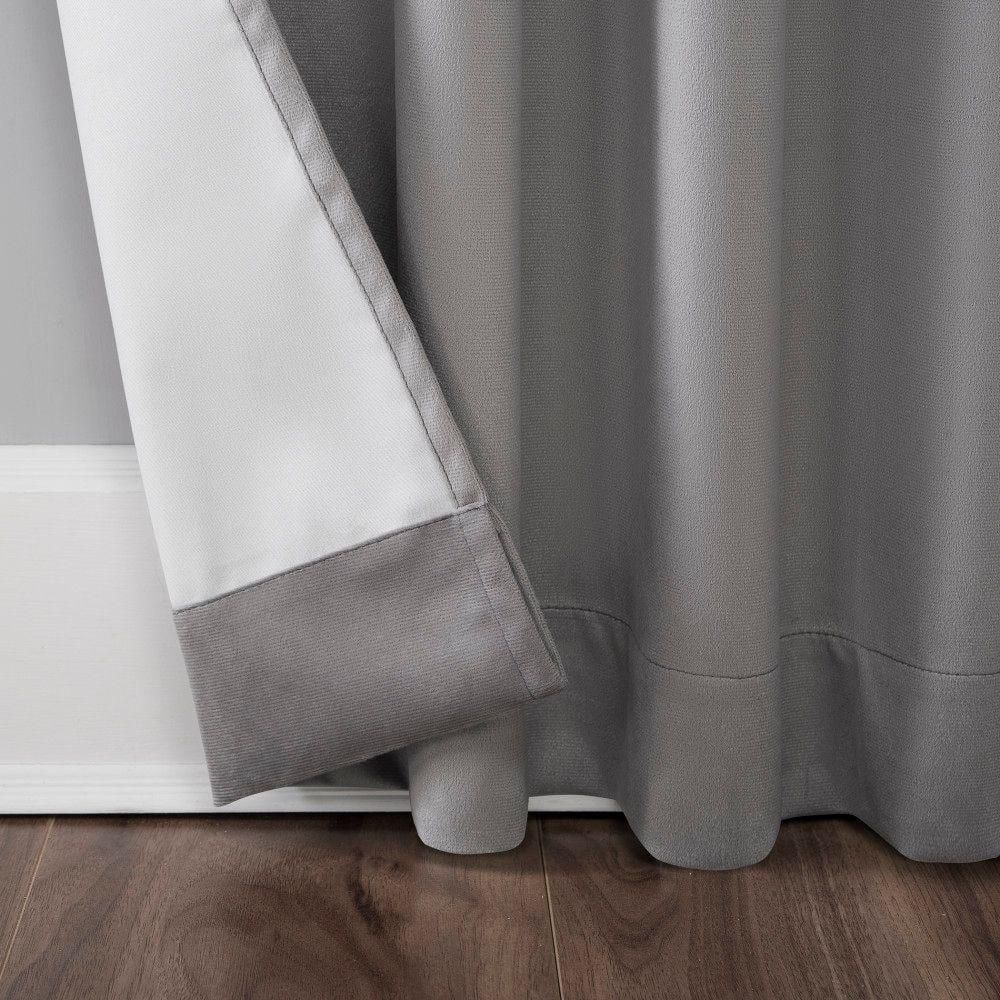 Gray Velvet Blackout Thermal Back Tab Curtain Panel