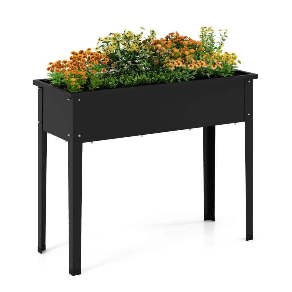 40 in. x 16 in. x 32 in. Raised Garden Bed Elevated Black Metal Planter Box with Legs Drainage Holes Gardening Box price history on PriceWatchPro