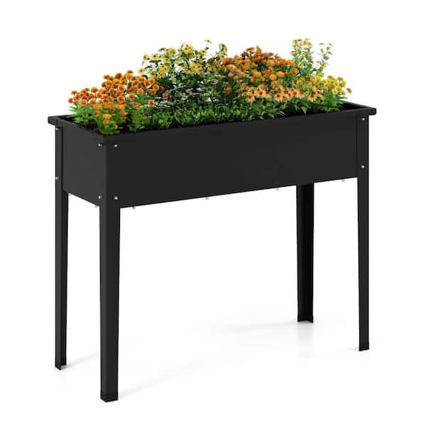 40 in. x 16 in. x 32 in. Raised Garden Bed Elevated Black Metal Planter Box with Legs Drainage Holes Gardening Box