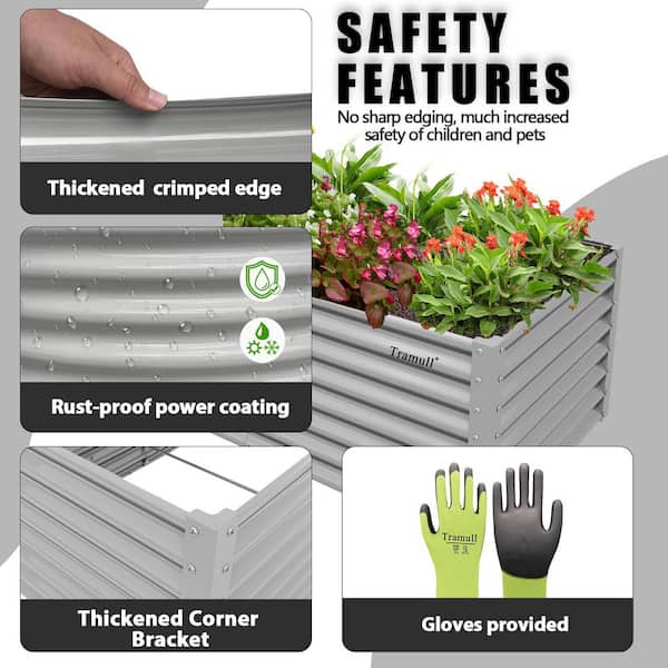 96 in. x 36 in. x 24 in. Gray Galvanized Raised Garden Bed