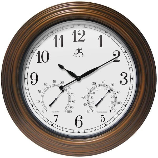 Tempest Indoor-Outdoor Metal Wall Clock, Antique Gold, 18.5 in.