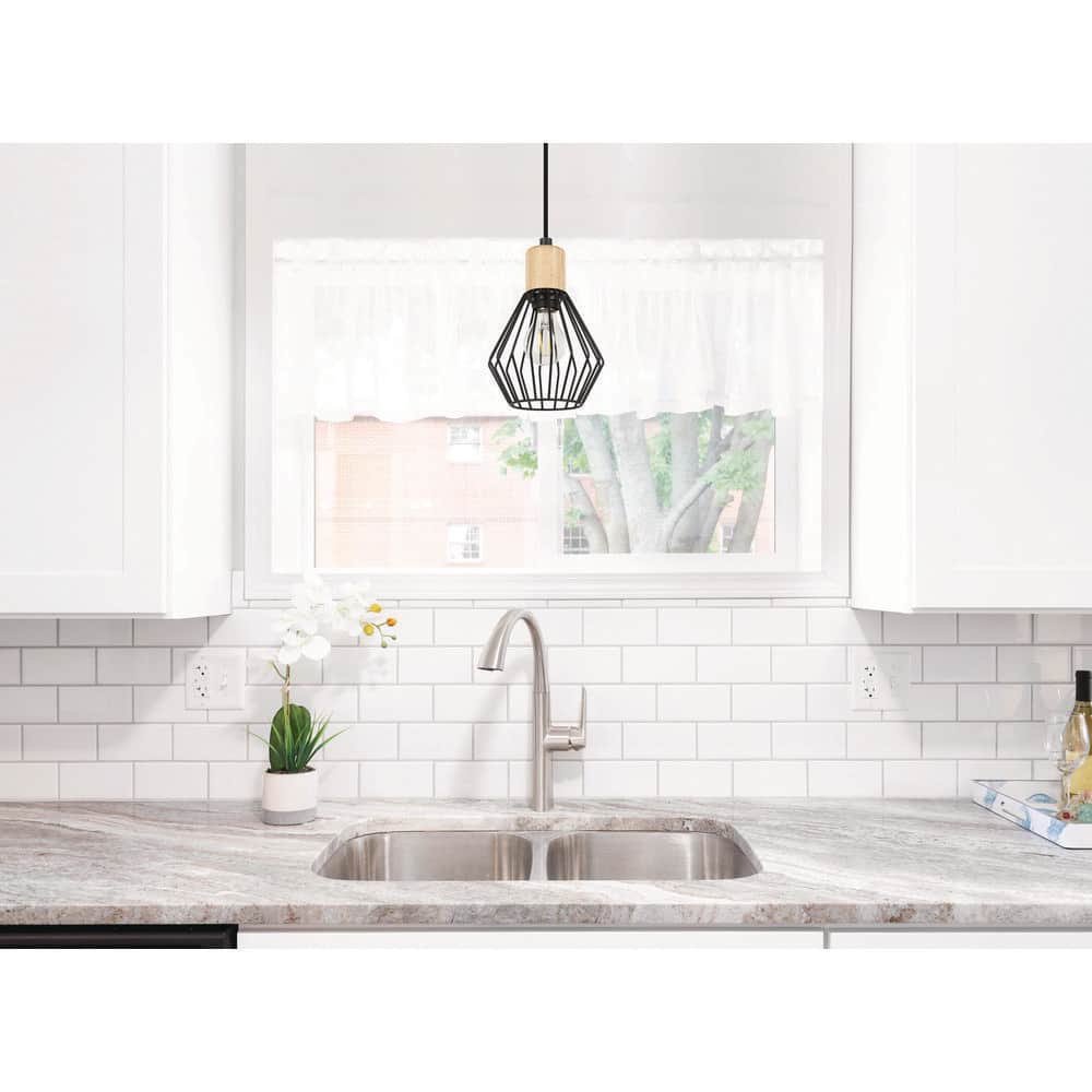 Black Glass Mini Pendant Light with Adjustable Cable