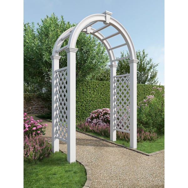 Nantucket Legacy 60 in. L x 100 in. H White Vinyl Arbor