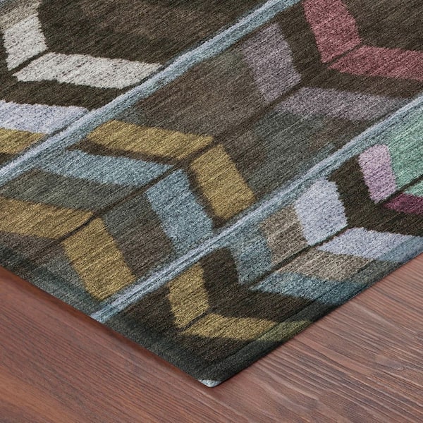 Chantille Machine Washable Indoor/Outdoor Abstract ACN2721 Brown 8 ft. x 10 ft. Area Rug