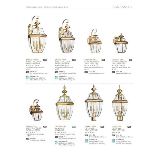 Lancaster 3-Light Outdoor Polished Brass Post Top Lancaster 3-Light Outdoor Polished Brass Post Top