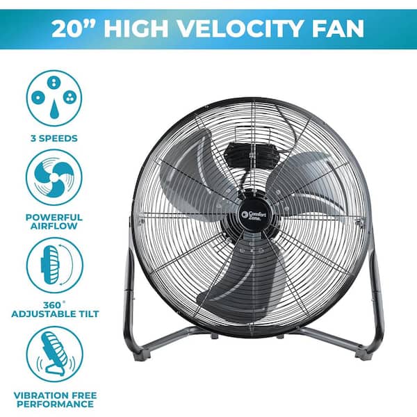 Amazon Basics 20-Inch High-Velocity Industrial Floor Fan With 3 Speeds, Metal Construction And