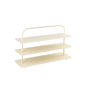 Minimalist 24.5 in. H 9-Pair 3-Tier Iron Thin Flat Plate Shoe Rack in Almond