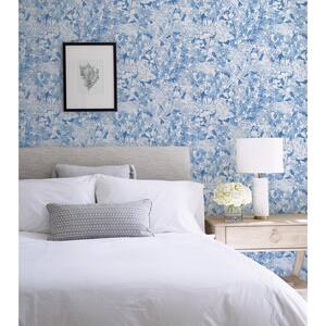 Blue Toile Foliage Peel and Stick Wallpaper Sample