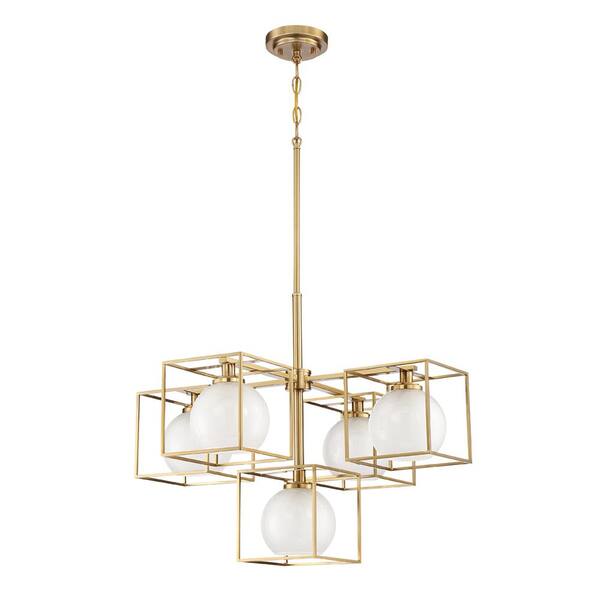 Hunter Astwood 5-Light Satin Gold Glam Led Chandelier