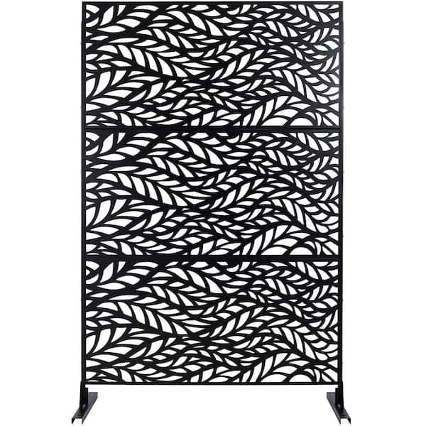 Outdoor & Indoor 6.3 ft. x 4 ft. Freestanding Decorative Privacy Fence Screen Black Metal for Garden Fence