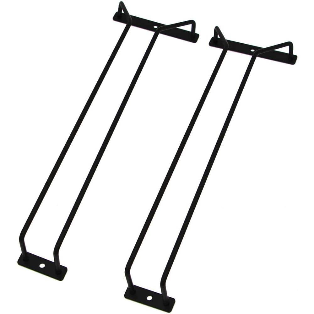 14-Inch Black Wine Glass Rack, Under Cabinet Wine Glass Holder, Stemware Rack, Hanging Stemware Holder, Set