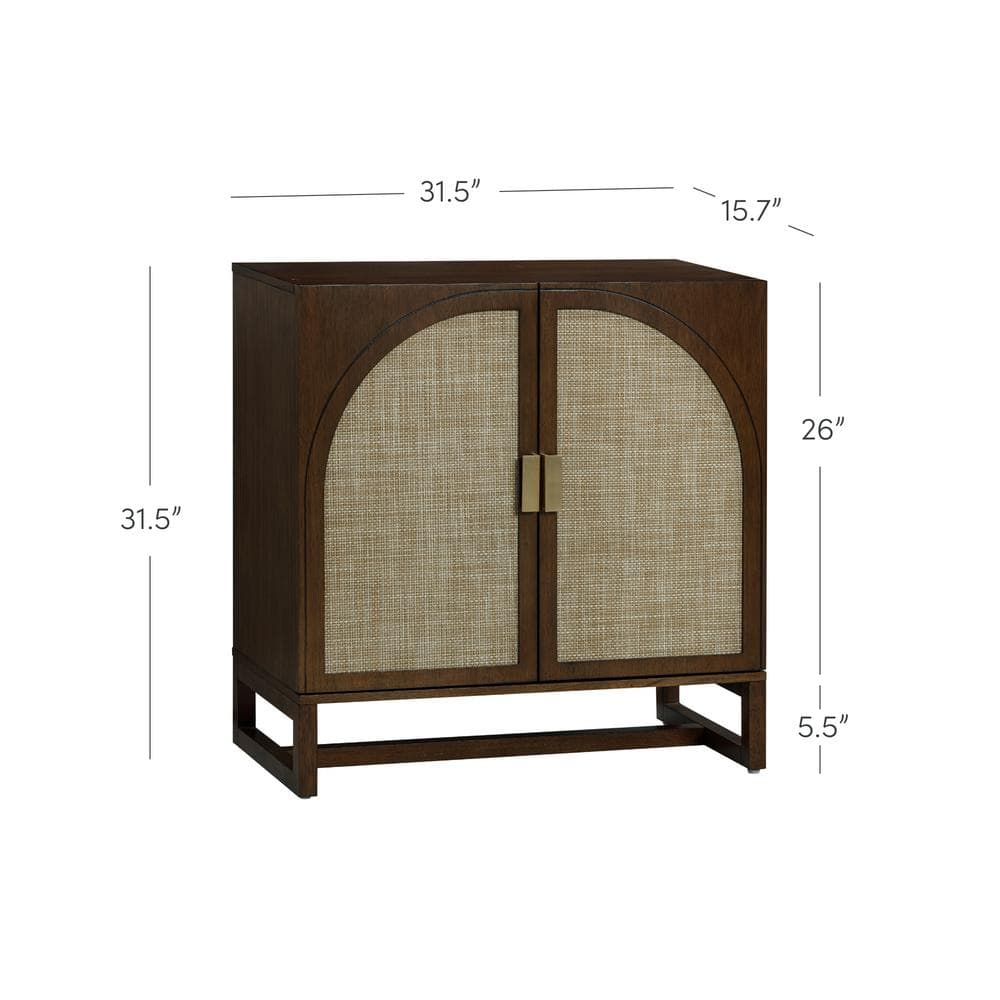 Paxton Dark Brown Wood Storage Cabinet with Rattan Doors