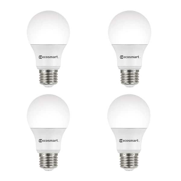EcoSmart 40-Watt Equivalent A19 Dimmable Energy Star LED Light Bulb Bright White (4-Pack)