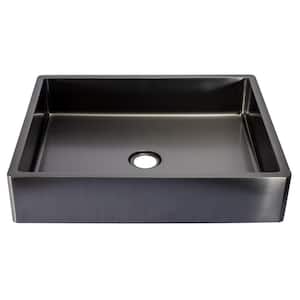 Stainless Steel Rectangular Vessel Sink in Black with Drain