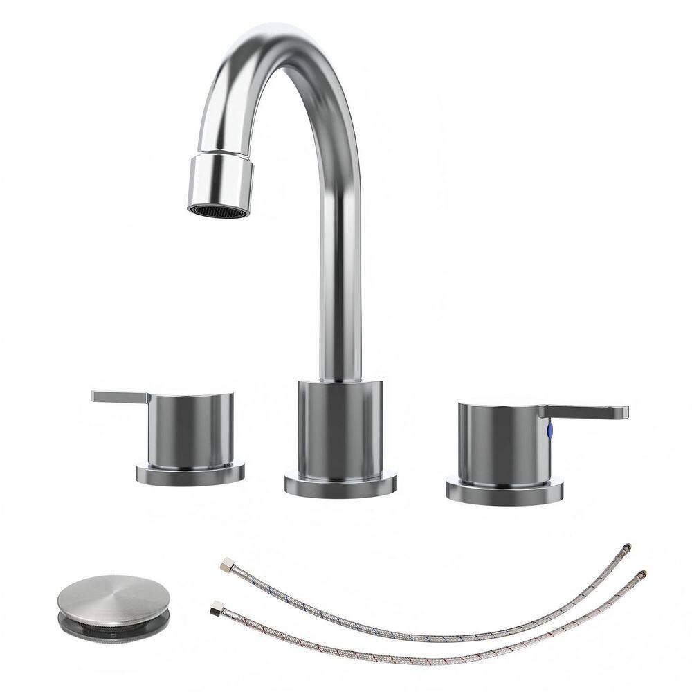 Abdera 8 in. Widespread 2-Handle Bathroom Sink Faucet with 360°Swivel Spout and Pop-Up Drain in Chrome price history on PriceWatchPro