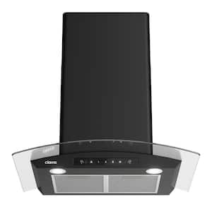 30 in. 650 CFM Smart Convertible Wall Mount Range Hood in Black Glass with Wave and Touch Control and Delay Shut-Off