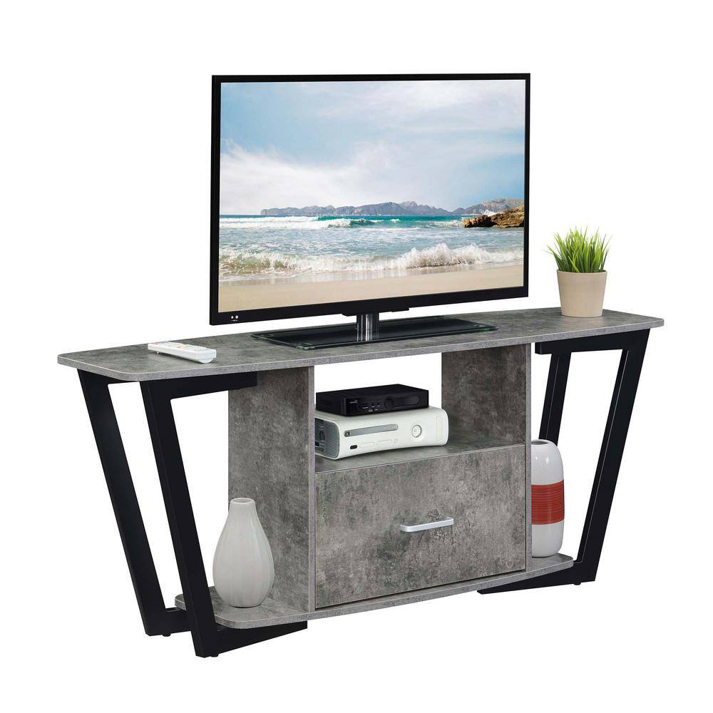 Urban Loft 58" Cement and Black Industrial TV Stand with Storage
