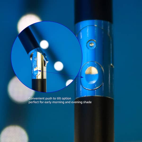 9 ft. Deluxe Solar Powered LED Lighted Patio Market Umbrella (Light Blue)