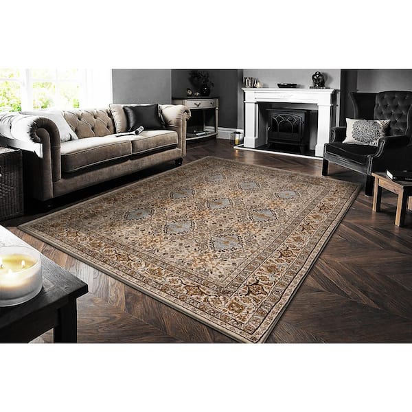 Cullen 5 ft. X 7 ft. 8 in. Beige/Blue Oriental Indoor Area Rug